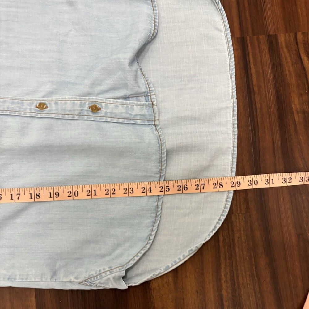 Cloth & Stone Anthropologie Sz Small Blue Chambray Denim Button Down Top Tencel - Picture 8 of 9